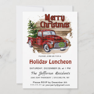 Convite Lunchedo de Feriado Vermelho do Natal da Retro-Rú