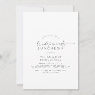 Convite Lunchedo Modern Silver Script Bridesmaids