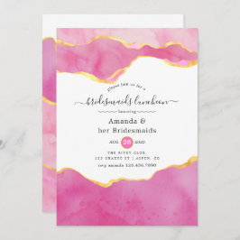 Convite Luncheias de Bridesmaids Douradas e rosa