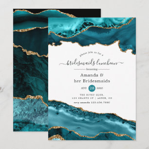 Convite Luncheon de Bridesmaids Douradas e Teus