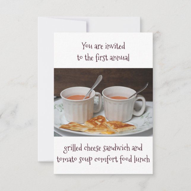 Convite Luncheon Invitations Grilled Cheese Tomato Soup (Frente)