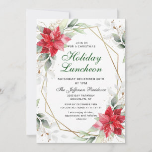 Convite Lunguel de Natal Elegante de Poinsettia Vermelha