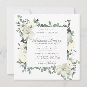 Convite Lúpulo Botânico Rustic White Floral Bridal