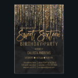 Convite Lúpulo Dourado, Lápis, Pearl Marble Sweet 16<br><div class="desc">Este convite de aniversário glamouroso e luxuoso dos Dezesseis é o design perfeito para o evento especial de sua jovem adolescente. Apresenta uma cortina de borda brilhante, de ouro falso e brilhante, com tipografia falsa de brilho sobre um fundo elegante de mármore preto de pérolas. É um elegante, chic, trendy,...</div>