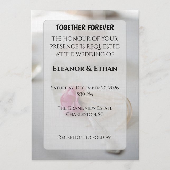 Convite Lush Deep Red Rose Bouquet Moody Romantic Wedding  (Frente)