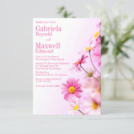 Convite Lush Elegante Nature Pink Daisy Weding