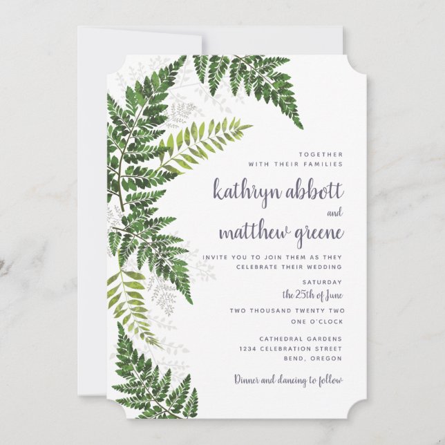 Convite Lush Fern Wedding Suite (Frente)