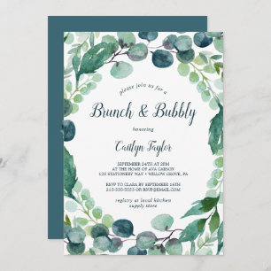 Convite Lush Greenery e Eucalyptus Brunch e Bubble