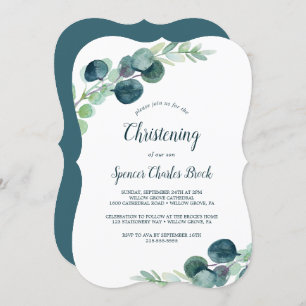 Convite Lush Greenery e Eucalyptus Christening