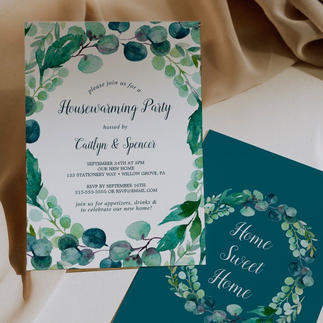 Convite Lush Greenery e Eucalyptus Housearming Party (Criador carregado)