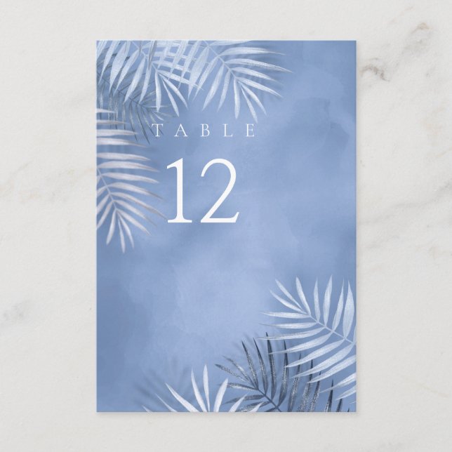 Convite Lush Palm Leaf Wedding Mesa No. Windsor Blu ID956 (Frente)