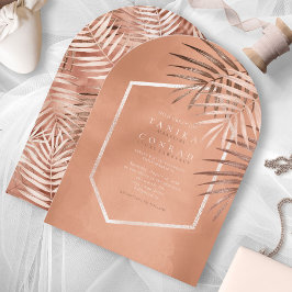 Convite Lush Palm Leaf Wedding Terra Cotta Arch ID956