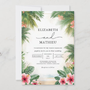 Convite Lush Tropical Archway Romance Weding