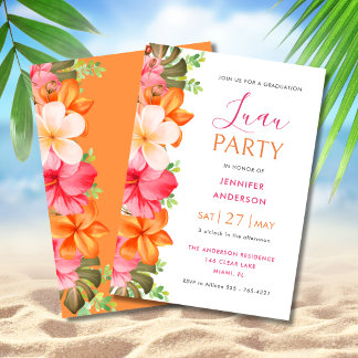 Convite Lush Tropical Floral Graduation Luau