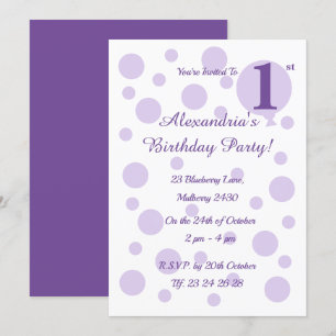 Convite Lusima Roxo Spots and Dots Girls Aniversário