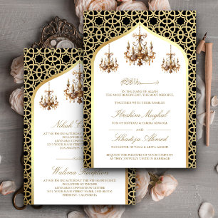 Convite Lustre Antigo Preto Dourado Casamento Muçulmano