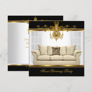 Convite Lustre de festa de aquecimento da casa rico dourad
