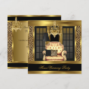 Convite Lustre de festa de inauguração de elite Dourado Ca