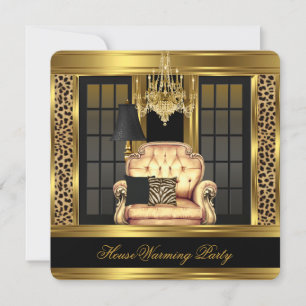 Convite Lustre de festa de inauguração de elite Dourado Ca