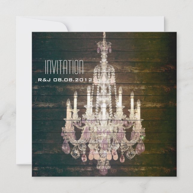 Convite Lustre de madeira rústica de celeiro para casament (Frente)