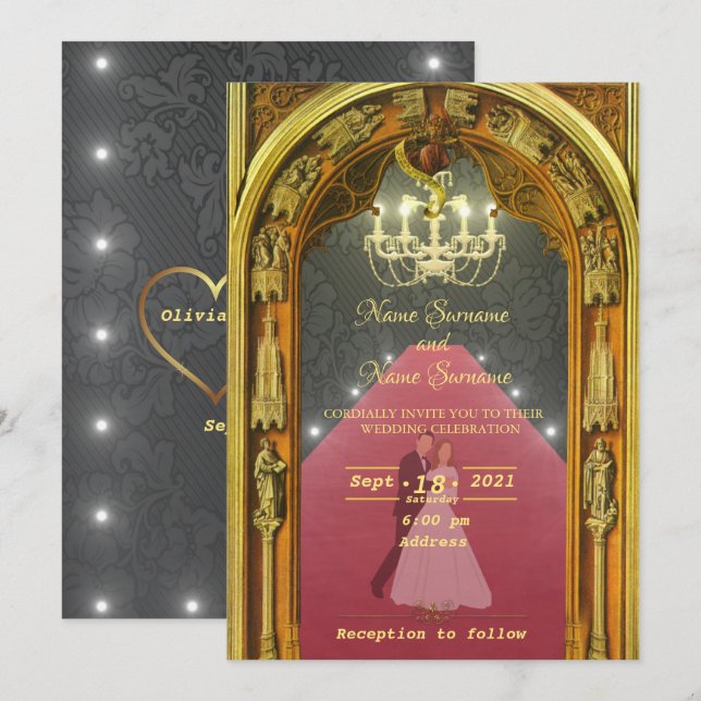 Convite Lustre dourado (Frente/Verso)