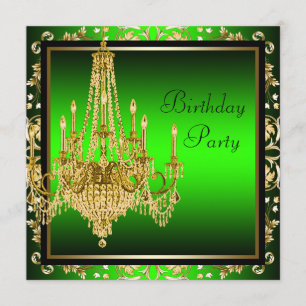 Convite Lustre Dourado Verde Lima Lustre de Teto Festa de