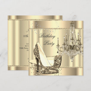 Convite Lustre Real Dourado Creme Sépia Elegante para Fest