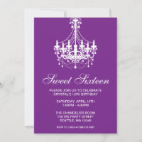 Lustre Roxo e Branco Aniversário de Sweet Sixteen