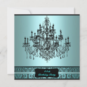 Convite Lustre Teal para Festa de Aniversário de Qualquer
