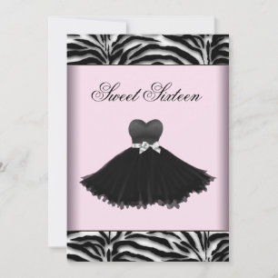Convite Lustre Zebra Rosa Zebra Aniversário de Dezesseis A