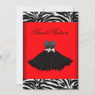 Convite Lustre Zebra Vermelho Zebra Aniversário de Sweet S