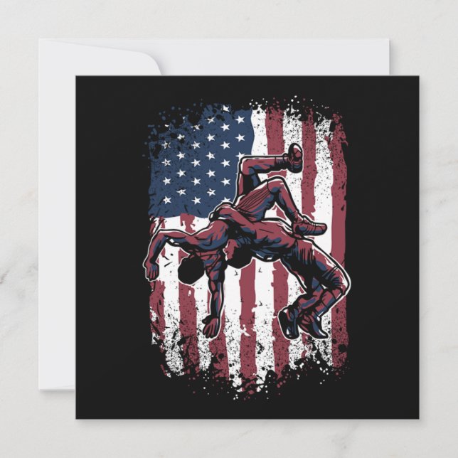 Convite LUTA americana Flag Westler Wrestle (Frente)