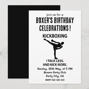 Convite Lutador de Kickboxing Boxeador Aniversário Kickbox