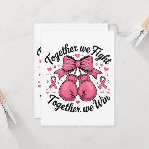 Convite Luvas de Boxe Fita Rosa Conscientização do Câncer