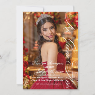 Convite Lux e elegante Photo Quinceanera Dourada