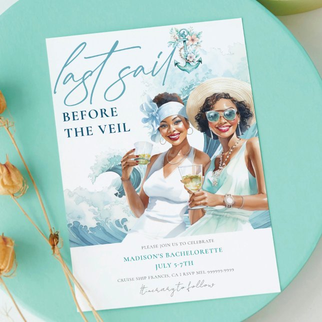 Convite Lux Last Sail antes da Bachelorette Veil Cruise (Criador carregado)