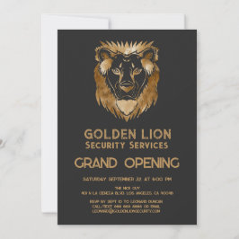 Convite Luxe Black Dourado Lion Business Logo Grande Abert