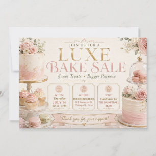 Convite Luxe Patisserie Rosa Dourado Venda de Bolos Elegan