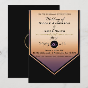 Convite Luxe Roxo & Dourado Brilho Sofisticado Casamento
