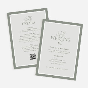 Convite Luxe Sage Green com RSVP QR Code   Casamento