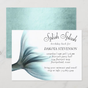 Convite Luxe Turquoise Sereia Pastel Quinceanera