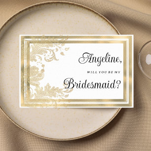 Convite Lúxia vintage de ouro branco floral Bridesmaid