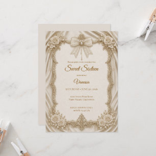 Convite Luxo Arco Dourado Marfim Sweet 16