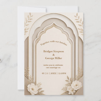 Convite Luxo Arco Moderno de Casamento Florais de Eucalipt