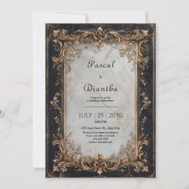 Convite Luxo Barra de Ouro Mármore Branco Casamento
