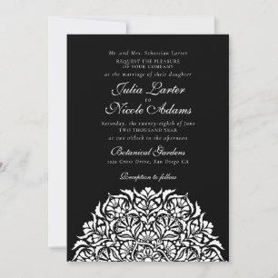 Convite Luxo Caprichoso Marfim Estilo Floral Borda Casamen