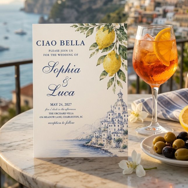 Convite Luxo Ciao Bella Costa Amalfi   (Criador carregado)
