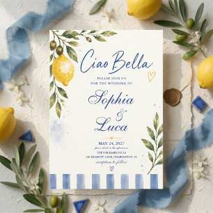 Convite Luxo Ciao Bella Italiano Limão Costa Amalfi Azul
