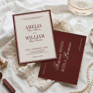 Convite Luxo Clássico Antiga Fortuna Casamento Borgonha