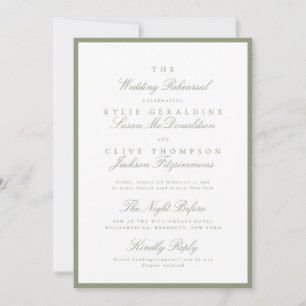 Convite Luxo Clássico Verde Salvia O Ensaio do Casamento